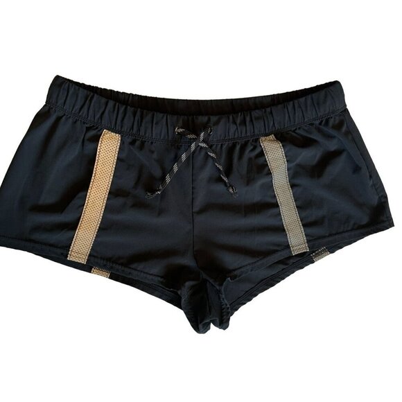 Free People Movement Women's Shorts Sz M Black Athletic Gray Reflective Stripes - Picture 1 of 10
